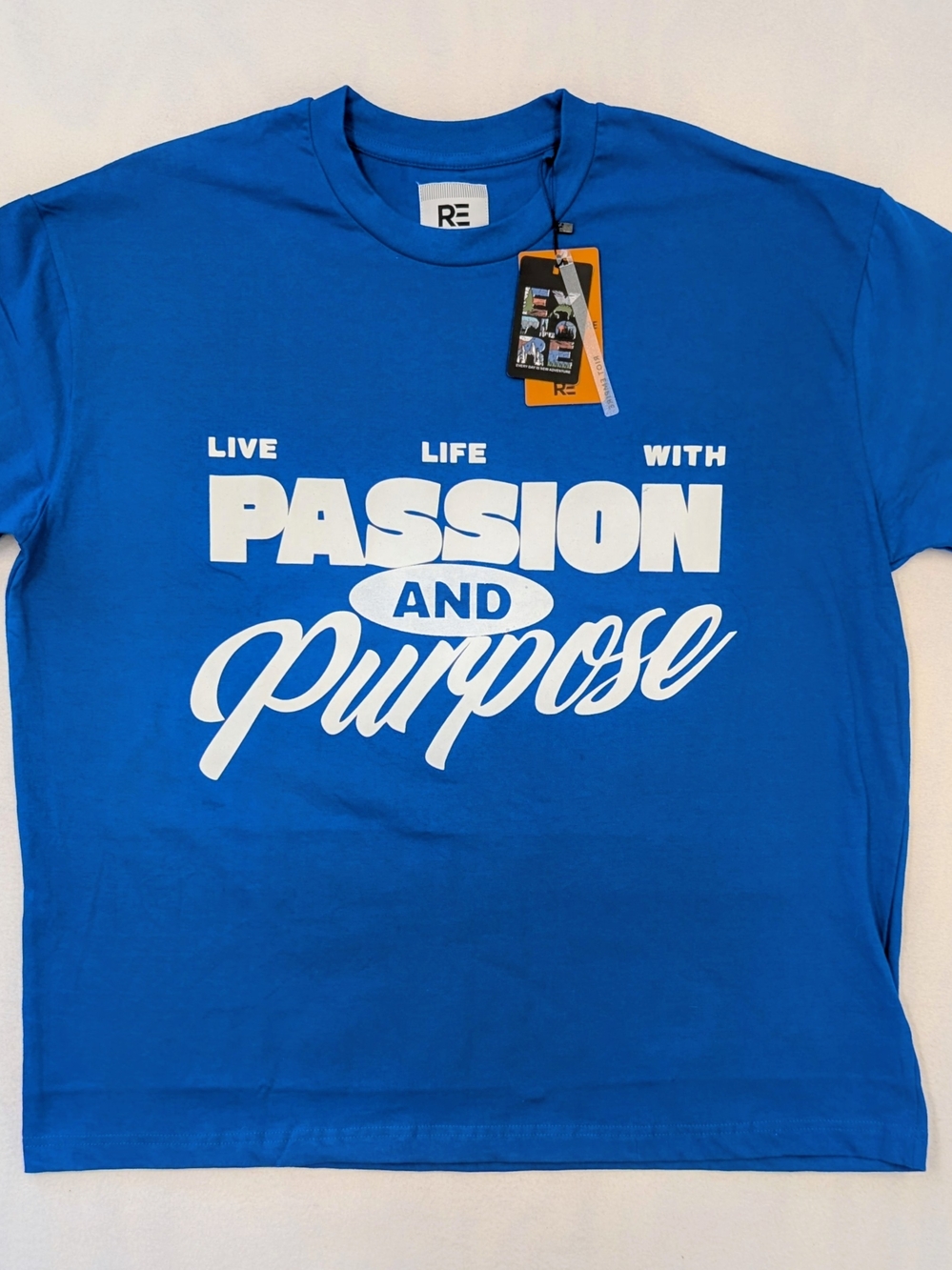 Riot Empire Live Life With Passion Purpose Graphic T-Shirt Mens XL NWT Royal Blu